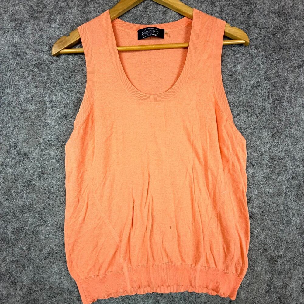 Magaschoni New York Sweater Womens Large Orange Round Neck‎ Sleeveless